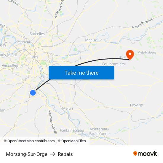 Morsang-Sur-Orge to Rebais map