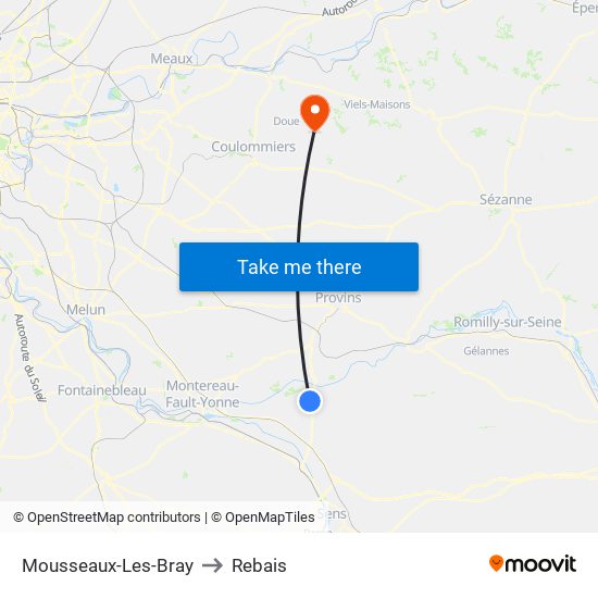 Mousseaux-Les-Bray to Rebais map