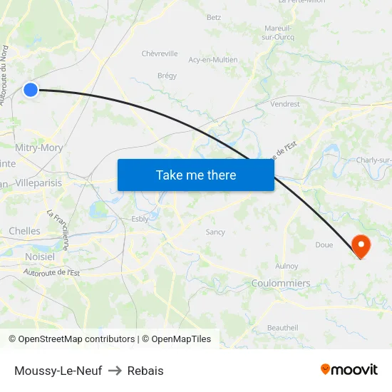 Moussy-Le-Neuf to Rebais map