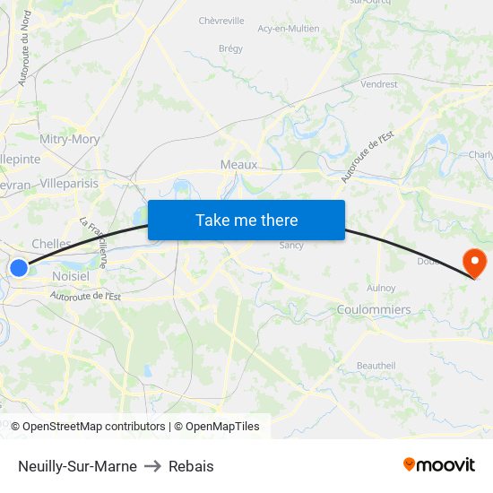 Neuilly-Sur-Marne to Rebais map