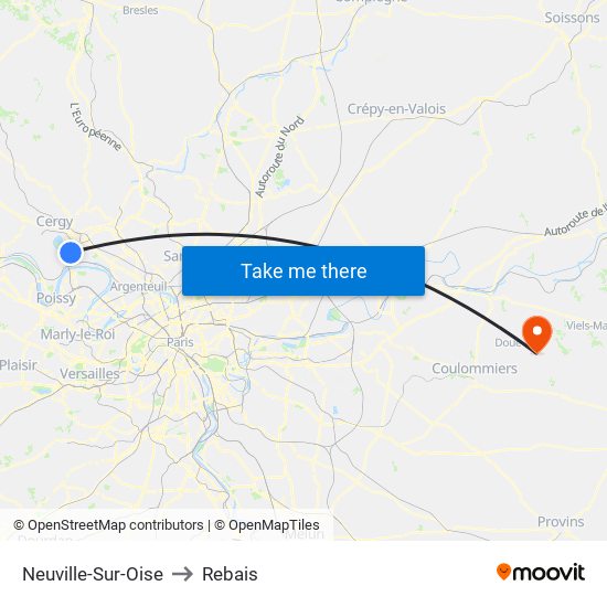 Neuville-Sur-Oise to Rebais map