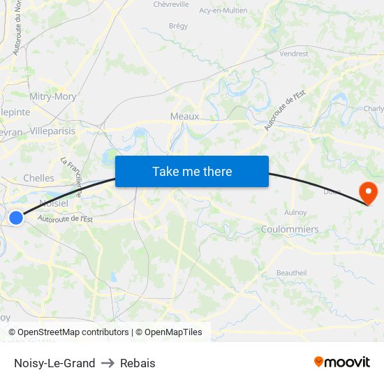 Noisy-Le-Grand to Rebais map