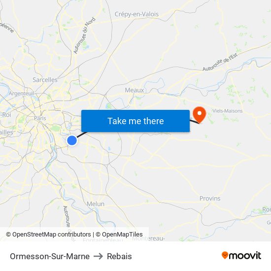 Ormesson-Sur-Marne to Rebais map