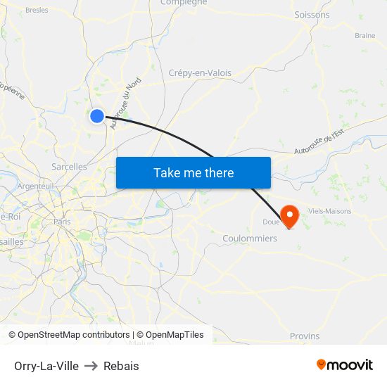 Orry-La-Ville to Rebais map