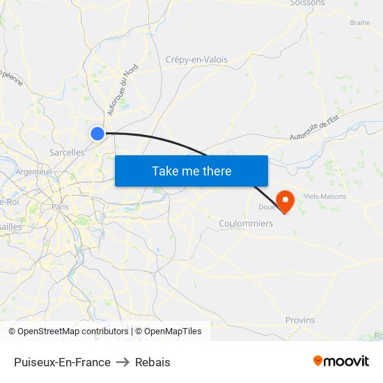 Puiseux-En-France to Rebais map
