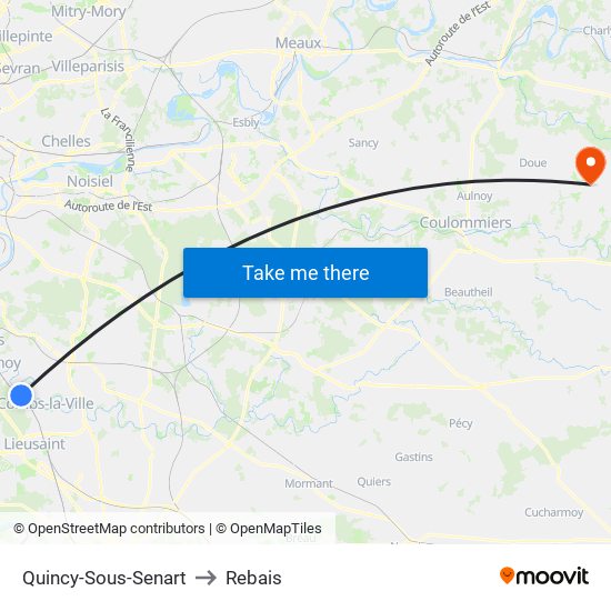 Quincy-Sous-Senart to Rebais map