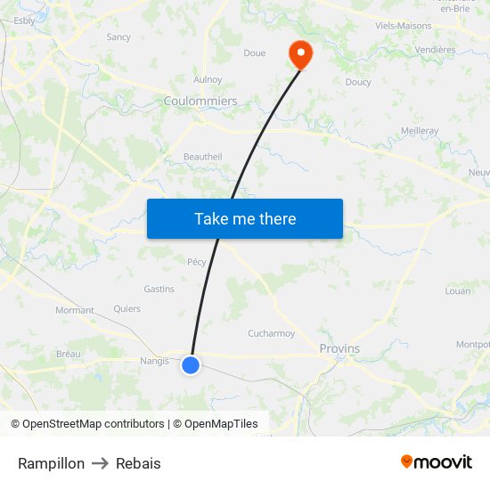 Rampillon to Rebais map