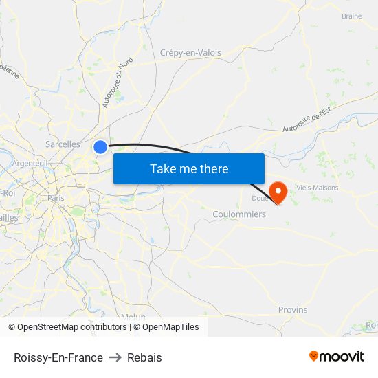 Roissy-En-France to Rebais map