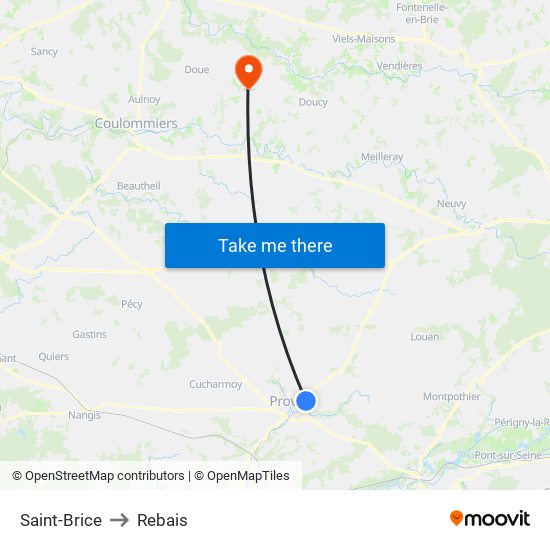 Saint-Brice to Rebais map