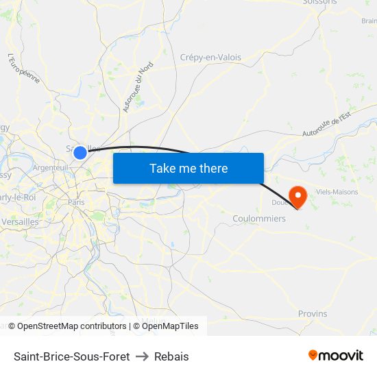 Saint-Brice-Sous-Foret to Rebais map