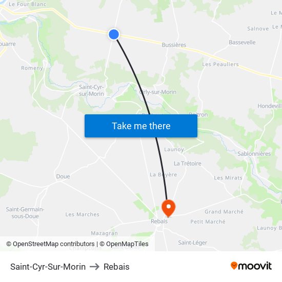 Saint-Cyr-Sur-Morin to Rebais map