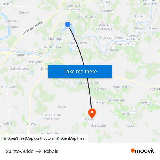 Sainte-Aulde to Rebais map