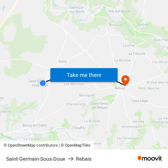 Saint-Germain-Sous-Doue to Rebais map
