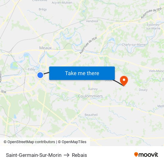 Saint-Germain-Sur-Morin to Rebais map