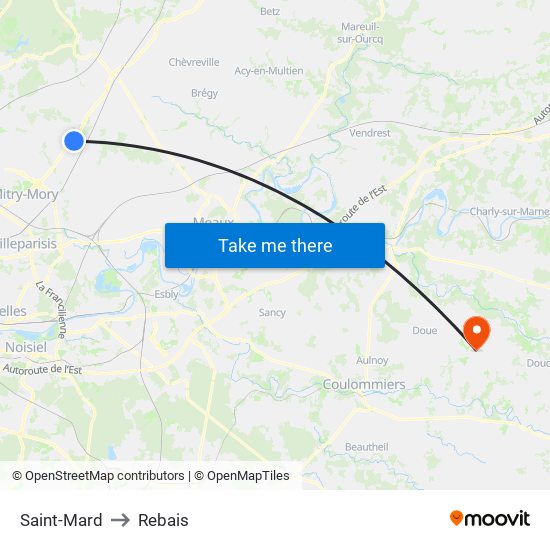 Saint-Mard to Rebais map