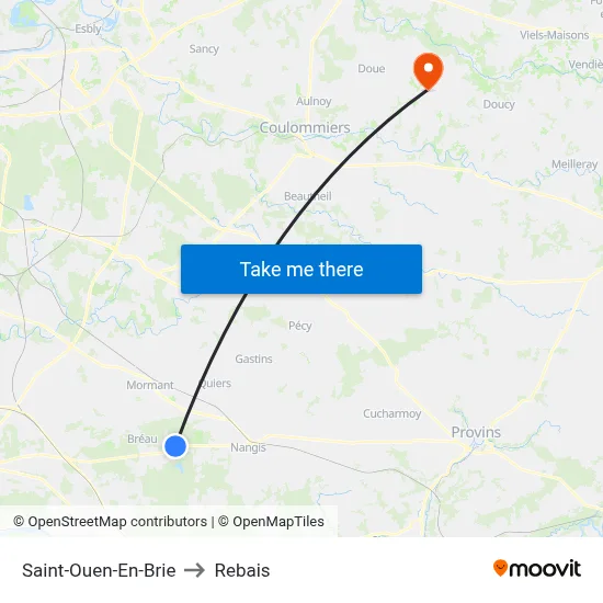 Saint-Ouen-En-Brie to Rebais map