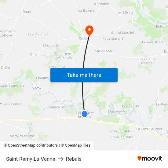 Saint-Remy-La-Vanne to Rebais map