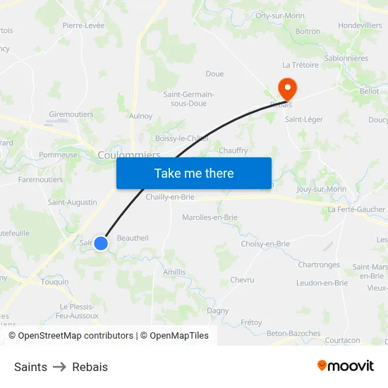 Saints to Rebais map