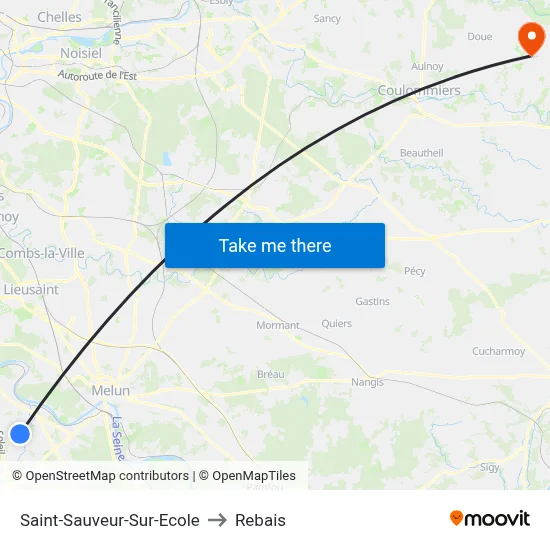Saint-Sauveur-Sur-Ecole to Rebais map