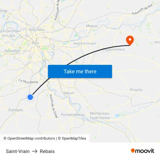 Saint-Vrain to Rebais map