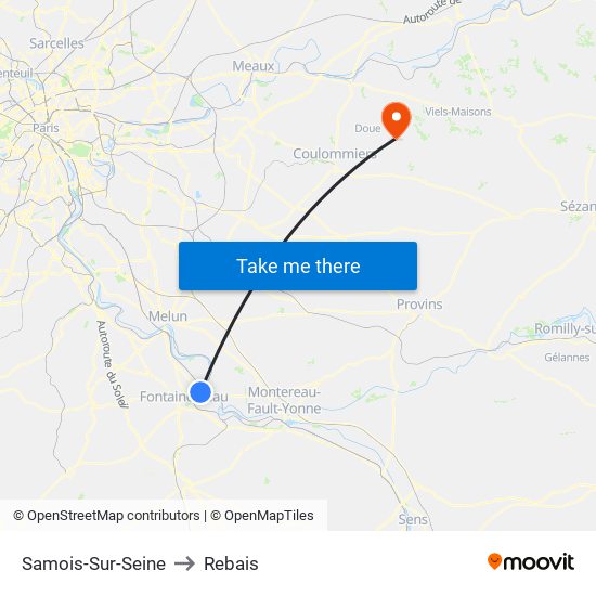 Samois-Sur-Seine to Rebais map