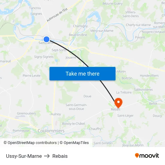 Ussy-Sur-Marne to Rebais map