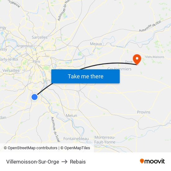 Villemoisson-Sur-Orge to Rebais map