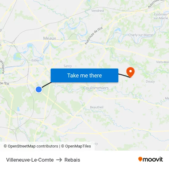 Villeneuve-Le-Comte to Rebais map