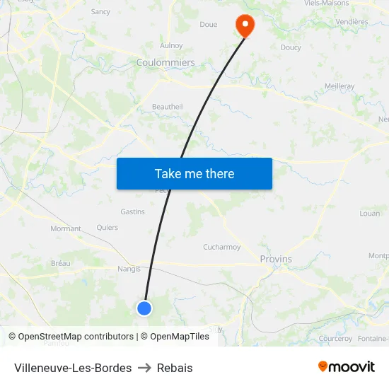 Villeneuve-Les-Bordes to Rebais map