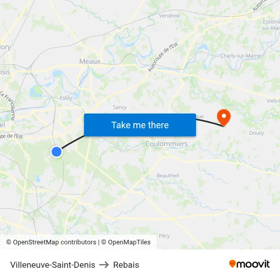 Villeneuve-Saint-Denis to Rebais map