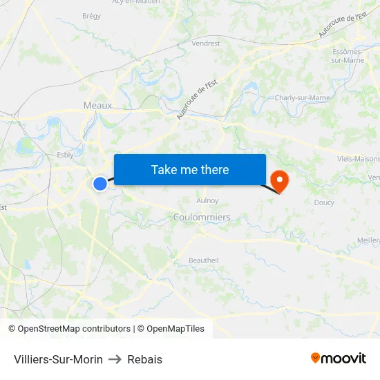 Villiers-Sur-Morin to Rebais map