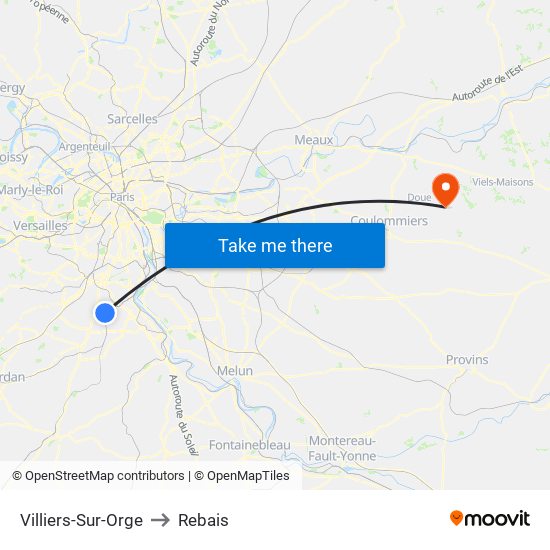 Villiers-Sur-Orge to Rebais map