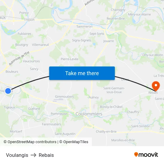 Voulangis to Rebais map