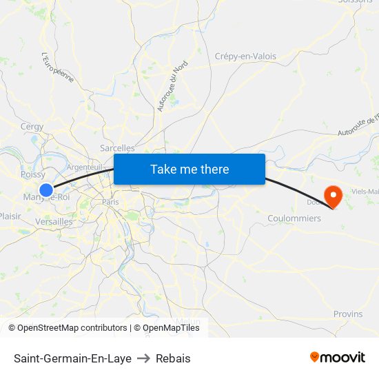 Saint-Germain-En-Laye to Rebais map