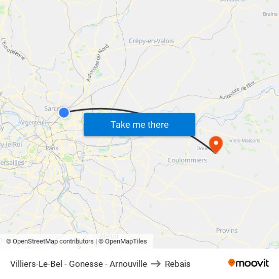 Villiers-Le-Bel - Gonesse - Arnouville to Rebais map