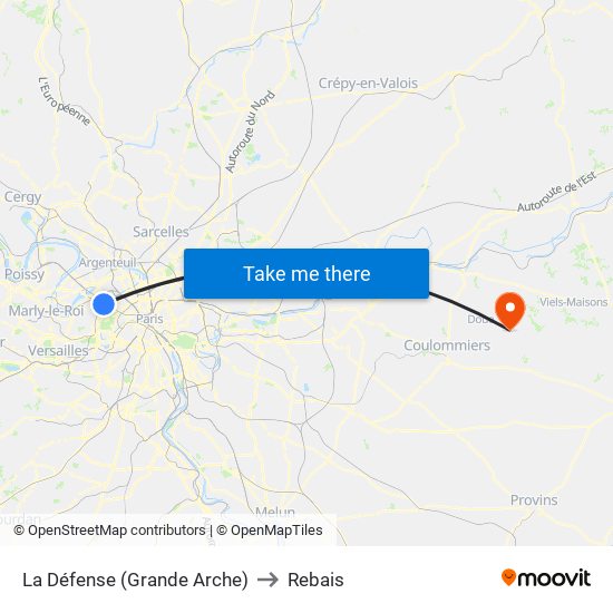 La Défense (Grande Arche) to Rebais map