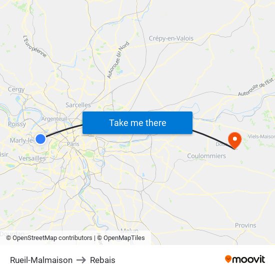Rueil-Malmaison to Rebais map