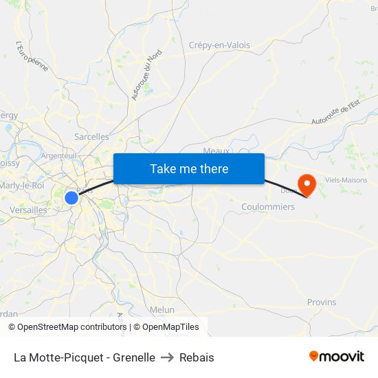 La Motte-Picquet - Grenelle to Rebais map