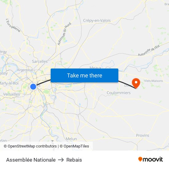 Assemblée Nationale to Rebais map