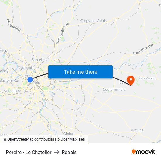 Pereire - Le Chatelier to Rebais map