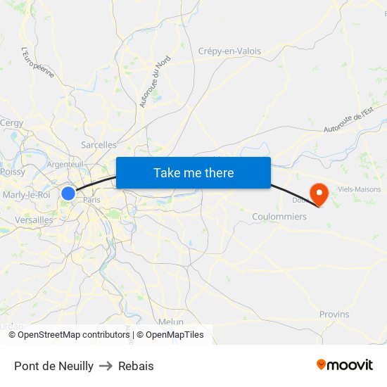 Pont de Neuilly to Rebais map