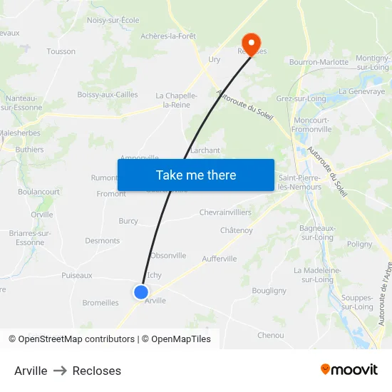 Arville to Recloses map