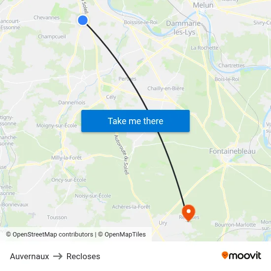 Auvernaux to Recloses map