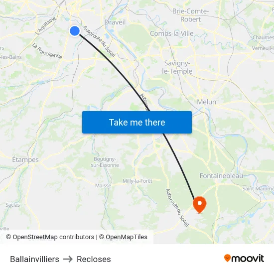Ballainvilliers to Recloses map