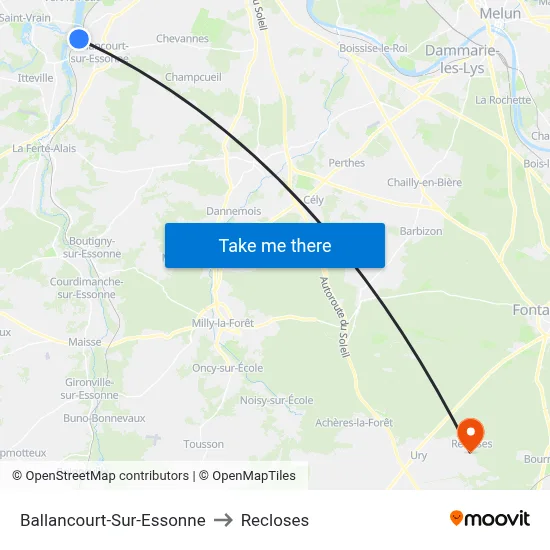 Ballancourt-Sur-Essonne to Recloses map