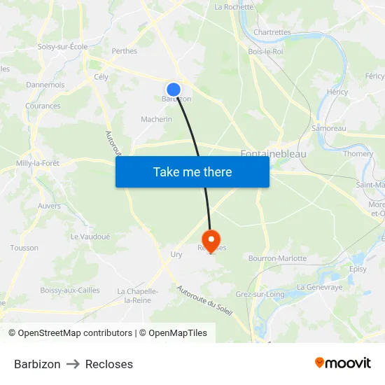 Barbizon to Recloses map