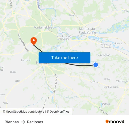Blennes to Recloses map