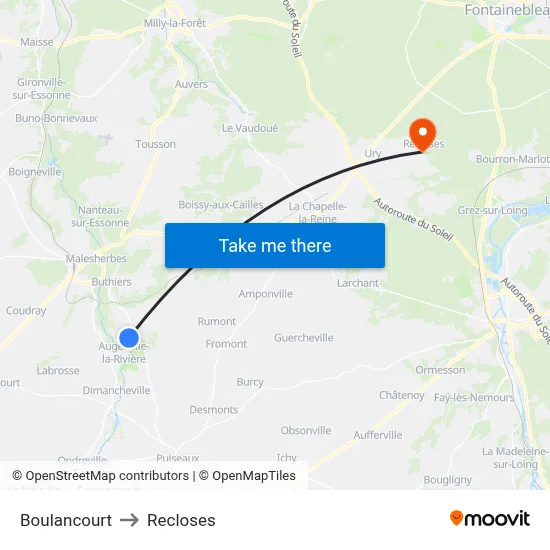 Boulancourt to Recloses map