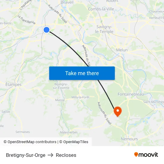 Bretigny-Sur-Orge to Recloses map