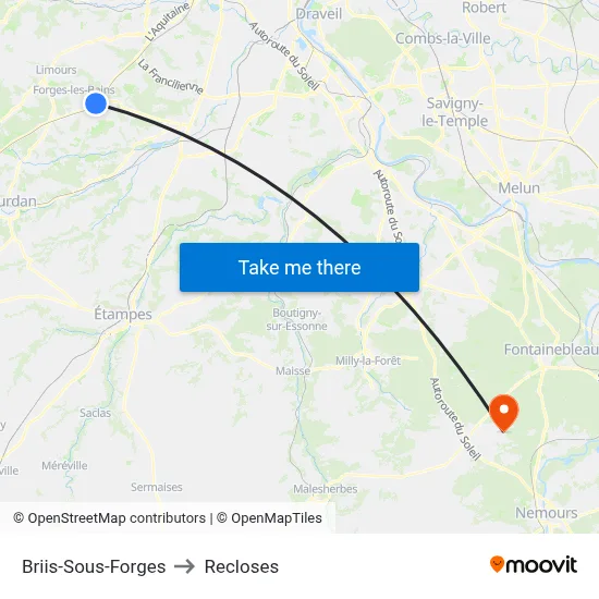 Briis-Sous-Forges to Recloses map